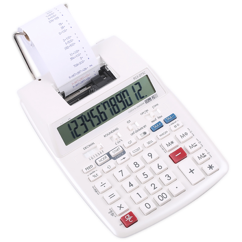Commercial Printing Calculator - コンピューターバッテリーまたはAC電源 P23-DTSC 二色印刷電卓 銀行会計金融印刷