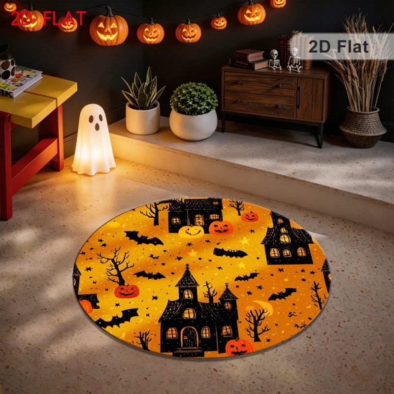 ハロウィンお化け屋敷 パンプキンバット ラウンドラグ、不気味 - Commercial Printing House のレビューと価格